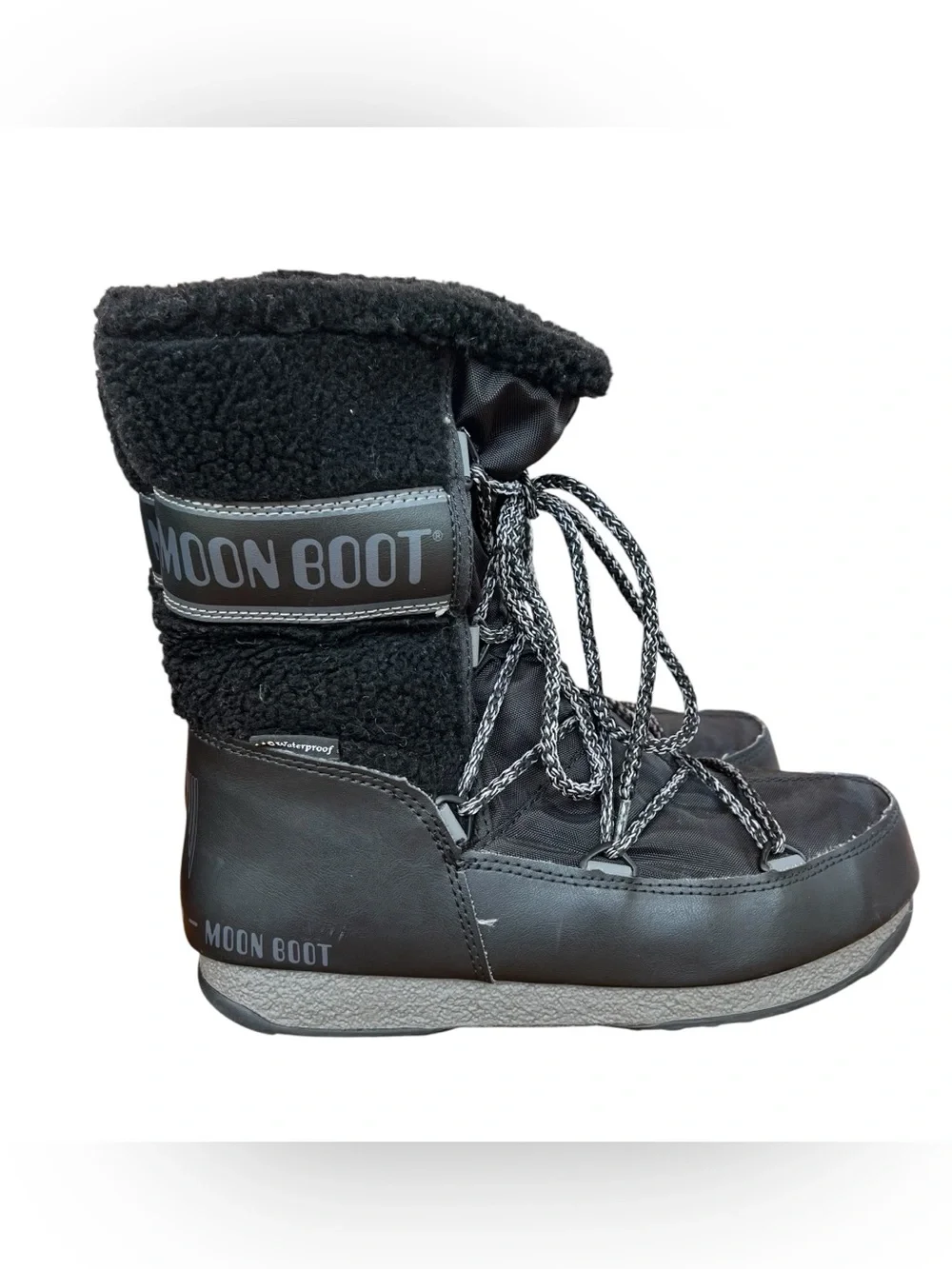 Moon Boot Monaco Wool Mid Calf Black Snow Boots Size 7